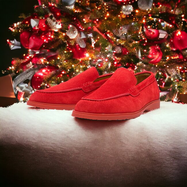Red Sigotto Calfskin Suede Leather Loafers