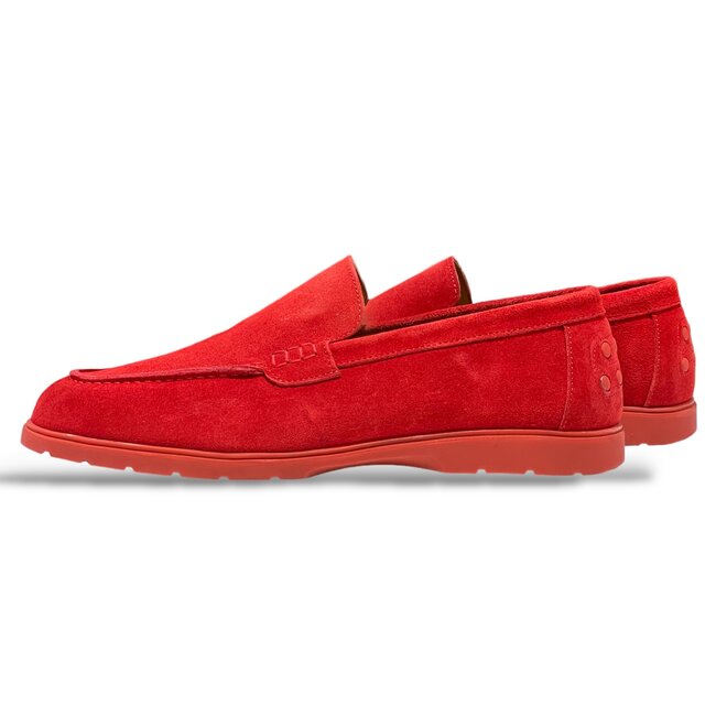 Red Sigotto Calfskin Suede Leather Loafers