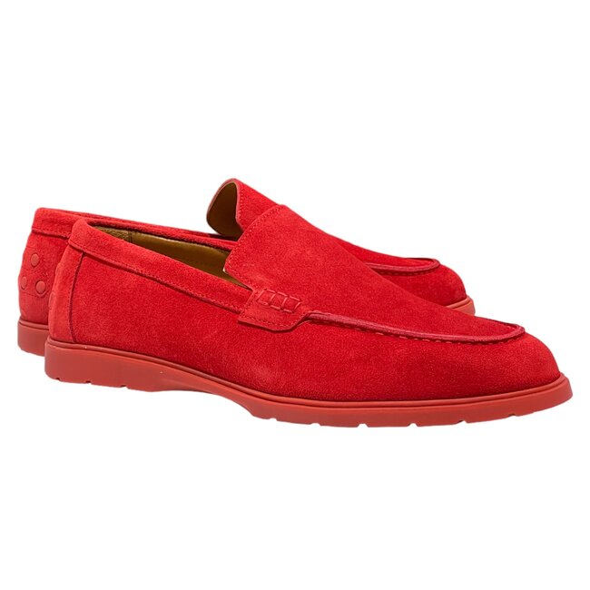 Red Sigotto Calfskin Suede Leather Loafers