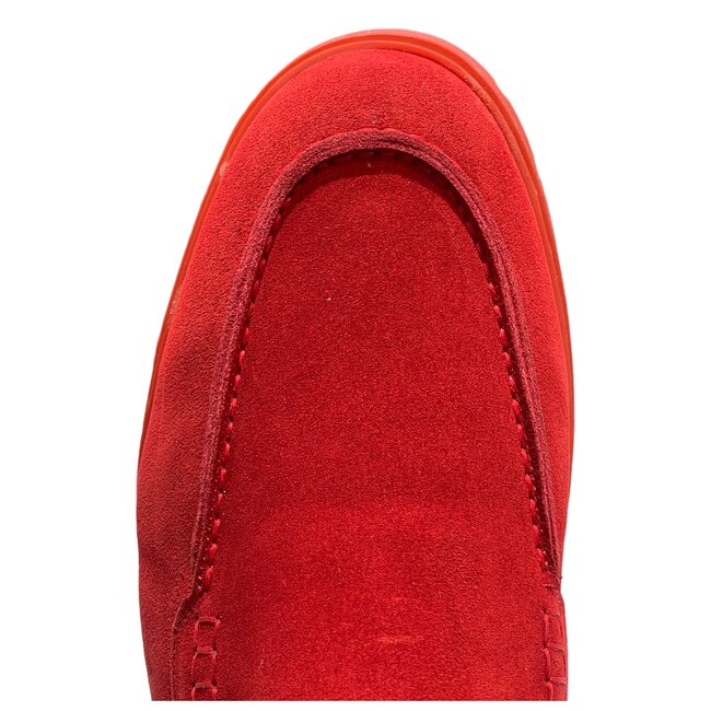 Red Sigotto Calfskin Suede Leather Loafers