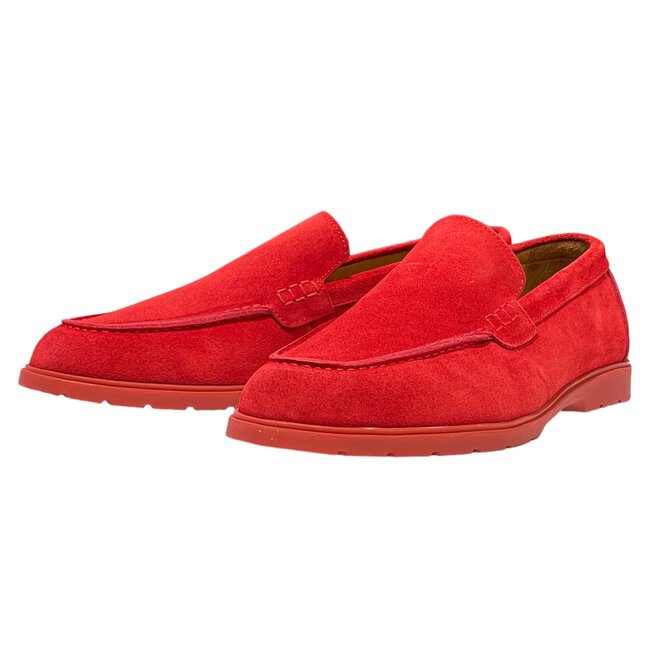 Red Sigotto Calfskin Suede Leather Loafers