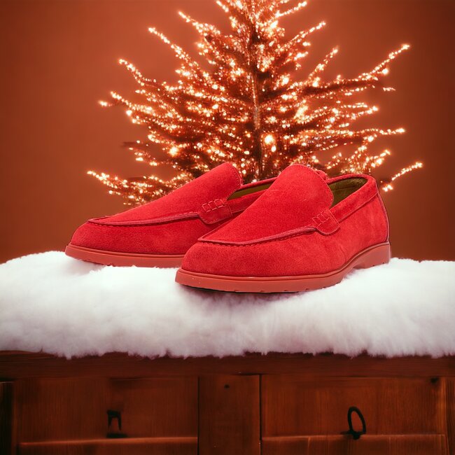 Red Sigotto Calfskin Suede Leather Loafers