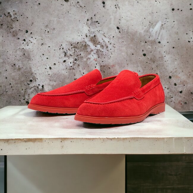 Red Sigotto Calfskin Suede Leather Loafers