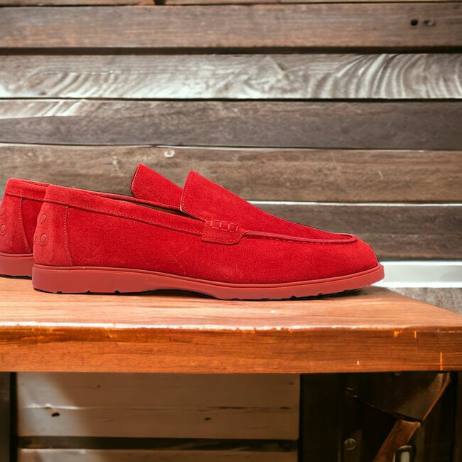 Red Sigotto Calfskin Suede Leather Loafers
