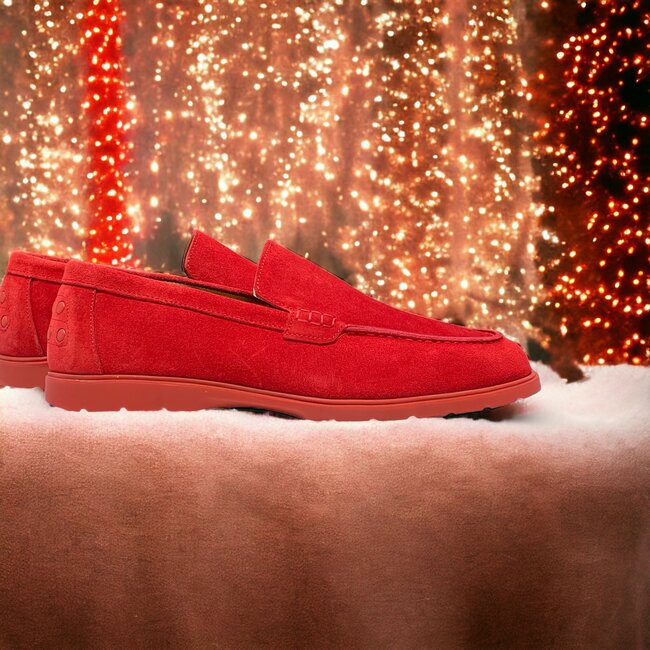 Red Sigotto Calfskin Suede Leather Loafers