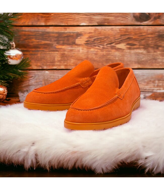 Sigotto Uomo Orange Safety Sigotto Calfskin Suede Leather Loafers