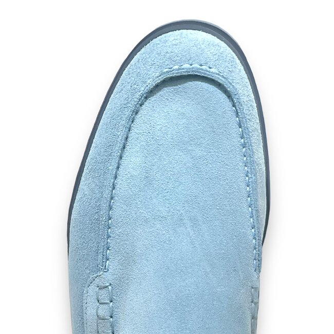 Light Blue Sigotto Calfskin Suede Leather Loafers