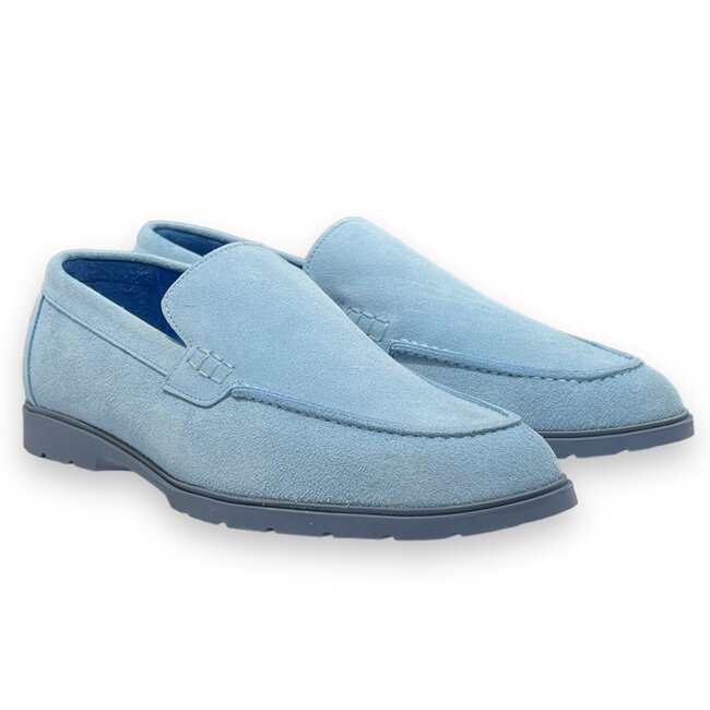 Sigotto Uomo Light Blue Sigotto Calfskin Suede Leather Loafers