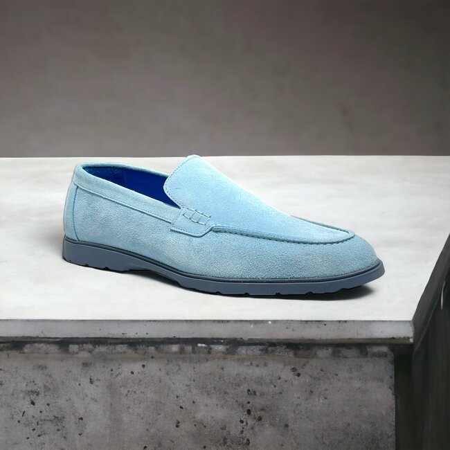 Sigotto Uomo Light Blue Sigotto Calfskin Suede Leather Loafers