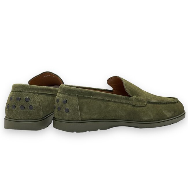 Olive juniper Sigotto Calfskin Suede Leather Loafers
