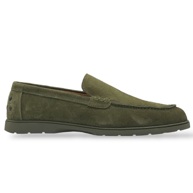 Olive juniper Sigotto Calfskin Suede Leather Loafers