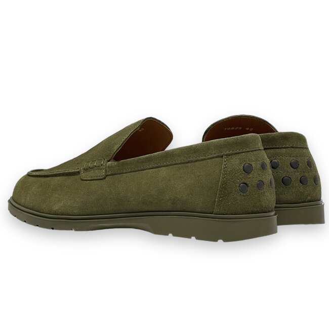 Olive juniper Sigotto Calfskin Suede Leather Loafers