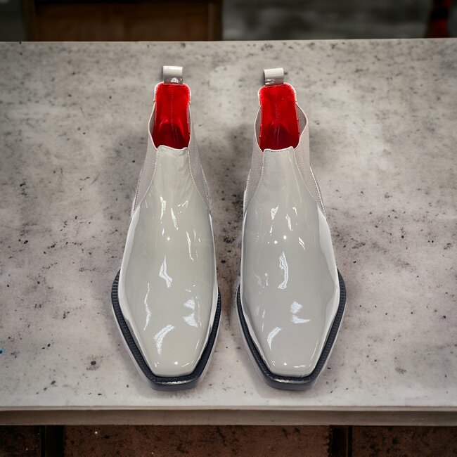 Emilio Franco Leonardo Patent Leather Boot Platinum Gray