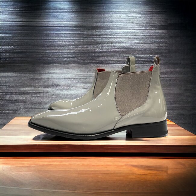 Emilio Franco Leonardo Patent Leather Boot Platinum Gray