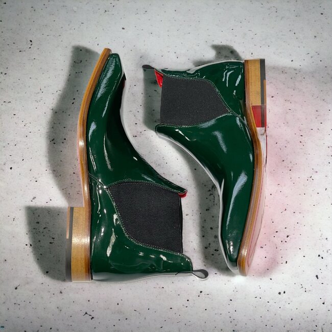 Emilio Franco Leonardo Patent Leather Boot Forest Green