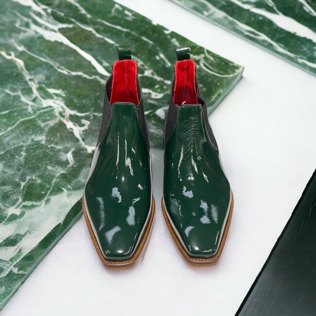 Emilio Franco Leonardo Patent Leather Boot Forest Green