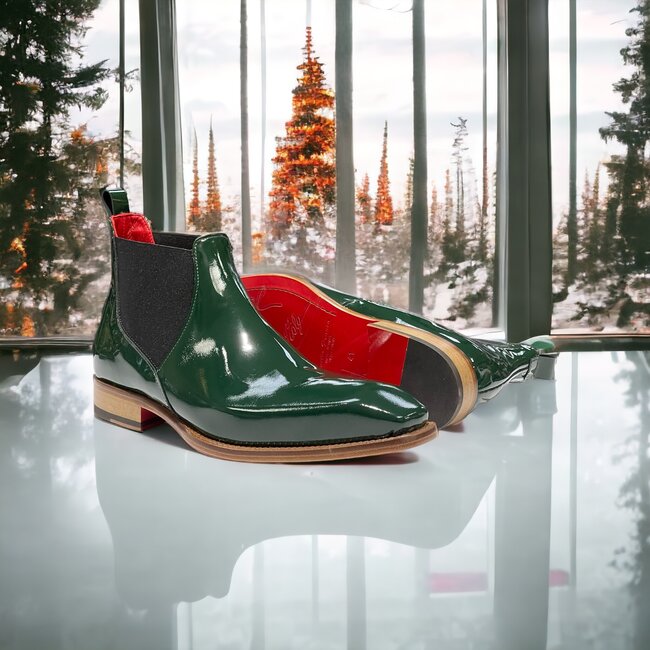 Emilio Franco Leonardo Patent Leather Boot Forest Green