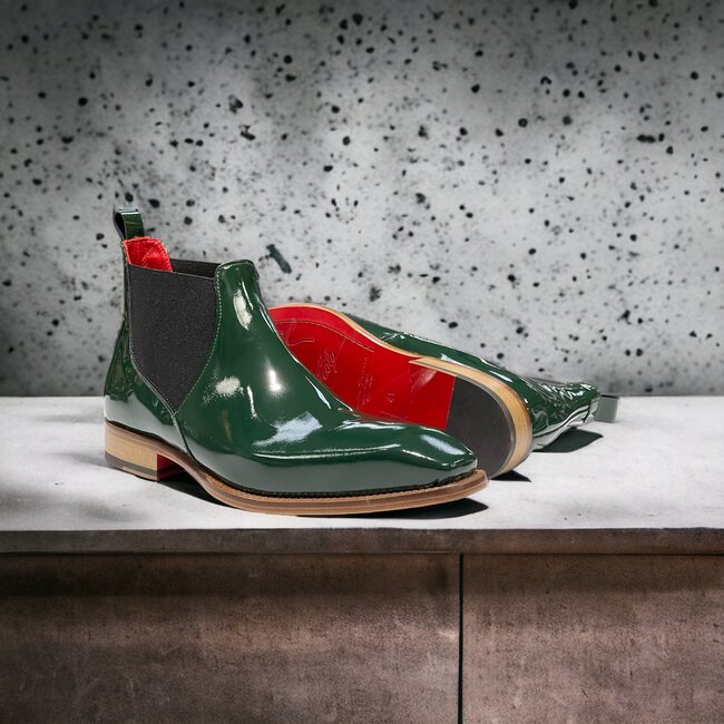 Emilio Franco Leonardo Patent Leather Boot Forest Green