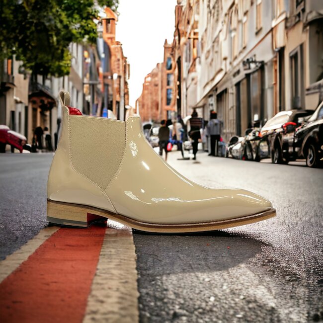Emilio Franco Leonardo Patent Leather Boot Antique Beig
