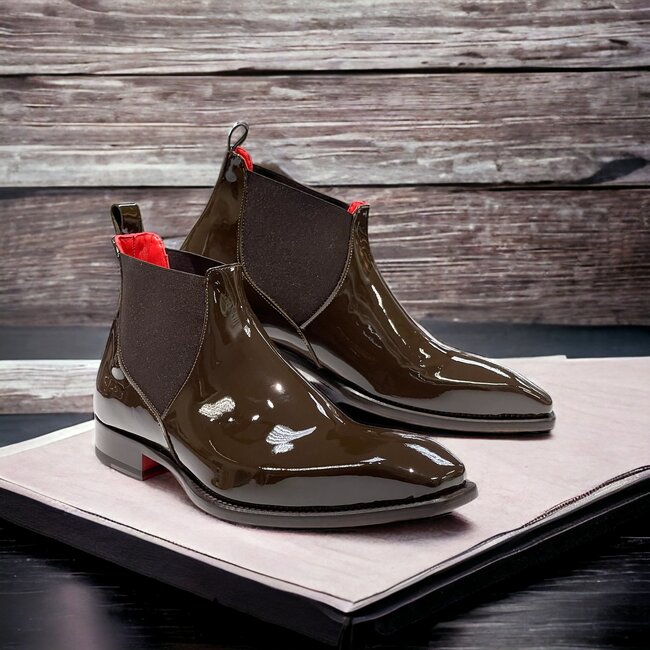 Emilio Franco Leonardo Patent Leather Boot Antique Brown