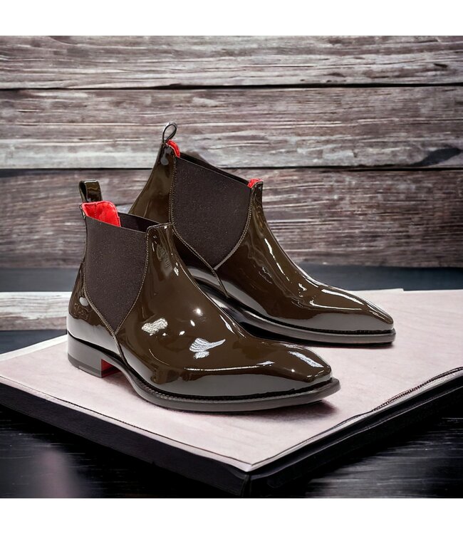 Emilio Franco Emilio Franco Leonardo Patent Leather Boot Antique Brown