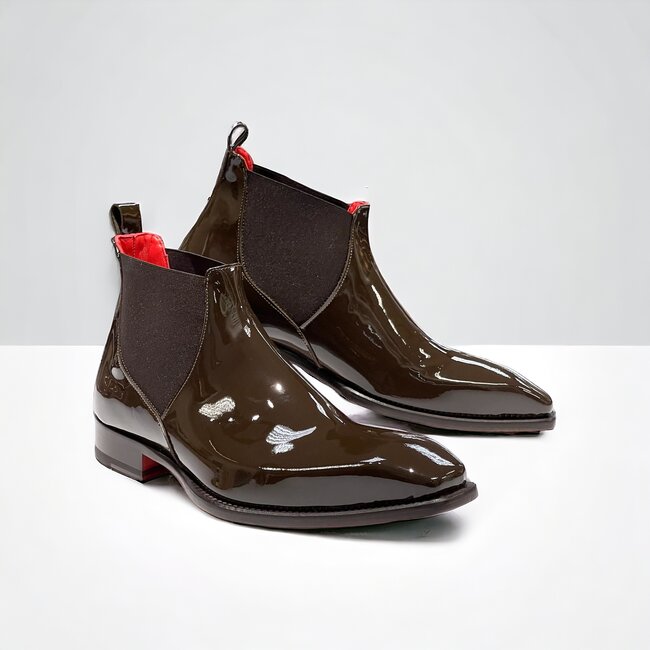 Emilio Franco Leonardo Patent Leather Boot Antique Brown