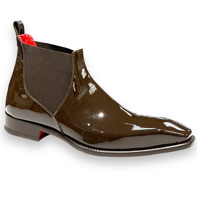 Emilio Franco Leonardo Patent Leather Boot Antique Brown