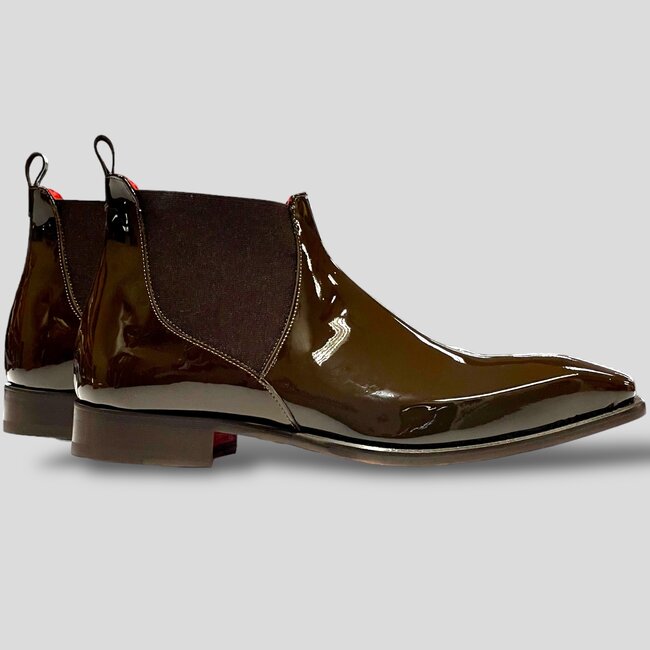 Emilio Franco Leonardo Patent Leather Boot Antique Brown