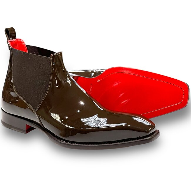 Emilio Franco Leonardo Patent Leather Boot Antique Brown