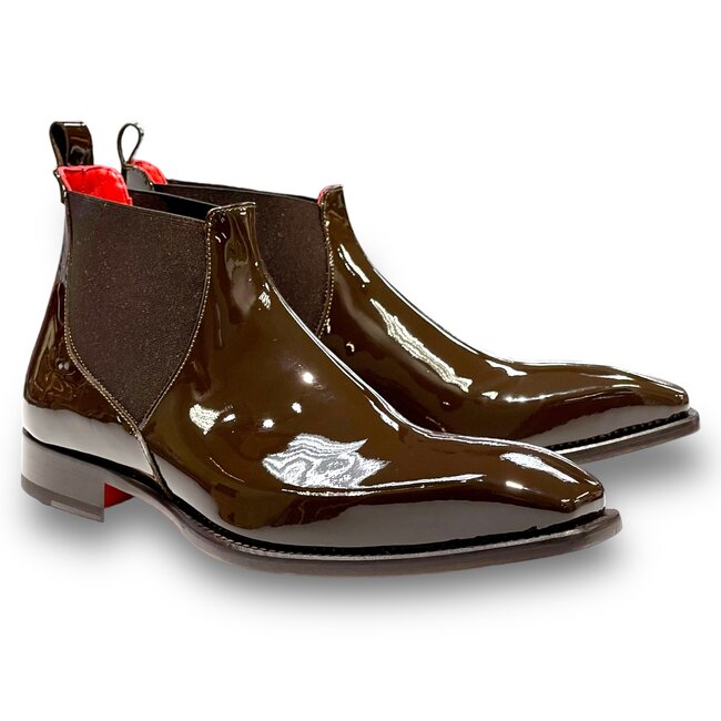 Emilio Franco Leonardo Patent Leather Boot Antique Brown