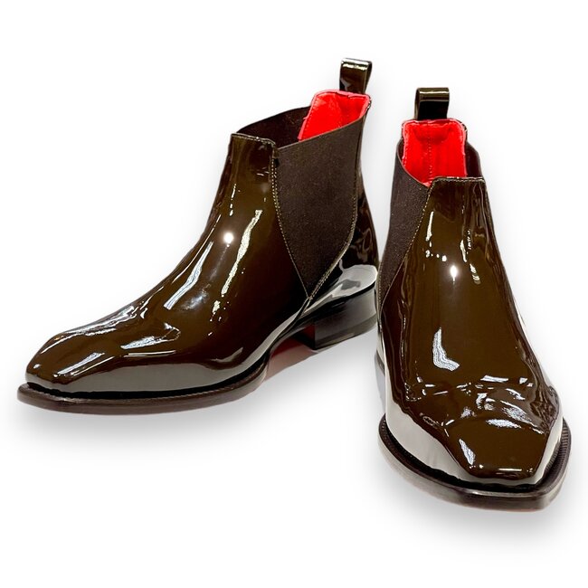 Emilio Franco Leonardo Patent Leather Boot Antique Brown