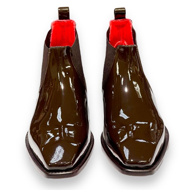 Emilio Franco Leonardo Patent Leather Boot Antique Brown