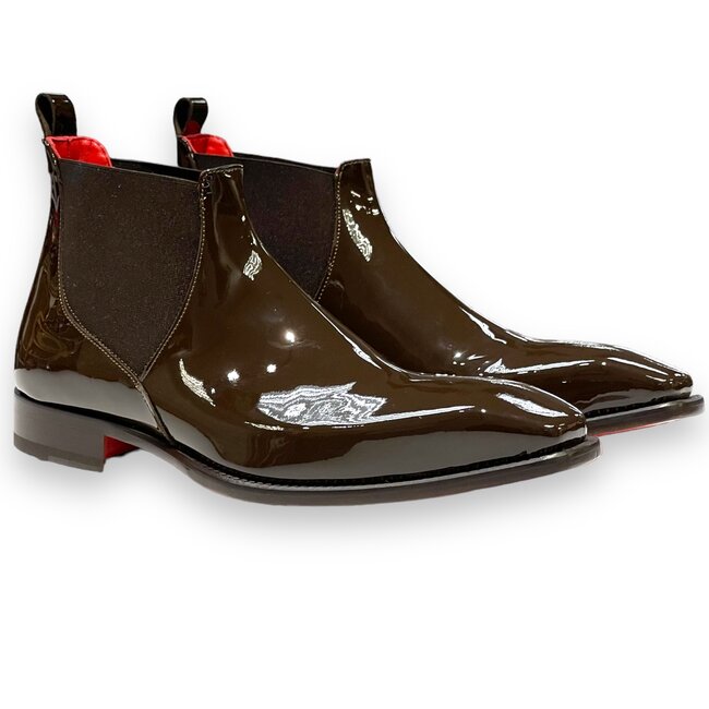 Emilio Franco Leonardo Patent Leather Boot Antique Brown