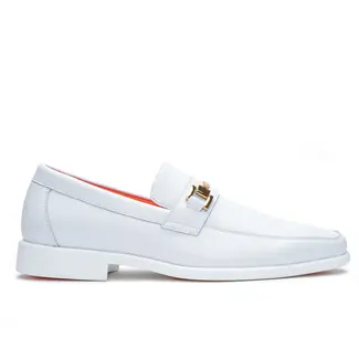 The Caprio L White Men Fashion Leather Bit Loafer.