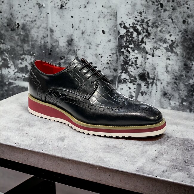 Carrucci Lace-up Leather Derby Shoes Wing-Tip