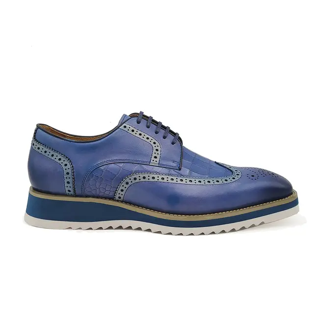Carrucci Lace-up Leather Derby Shoes Wing-Tip