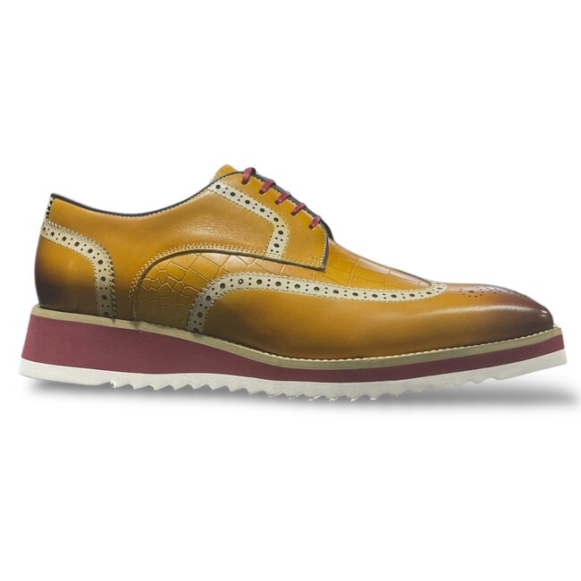 Carrucci Lace-up Leather Derby Shoes Wing-Tip