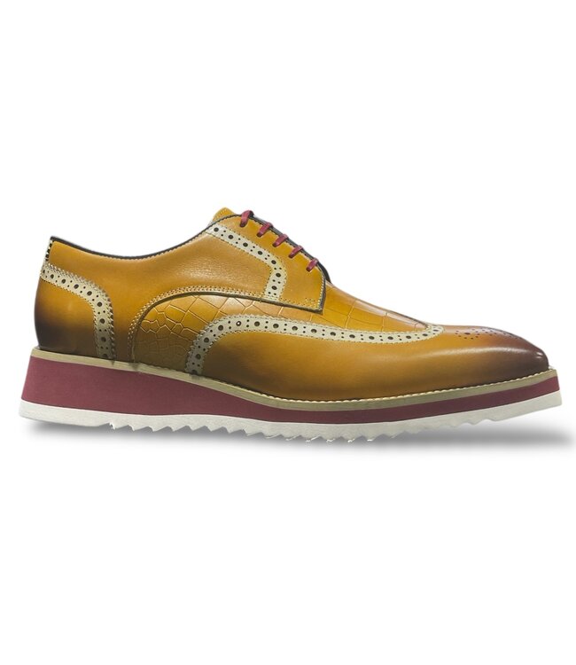 Carrucci Carrucci Lace-up Leather Derby Shoes Wing-Tip
