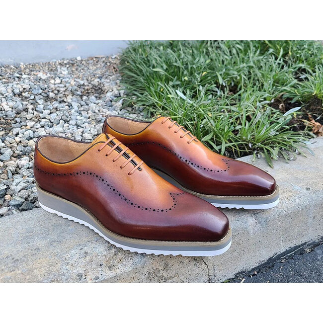 Carrucci Calfskin Rubber Soled Wholecut Oxford Shoes KS515-33T