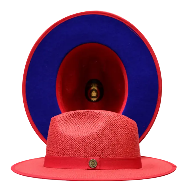 Kingdom Collection Straw Fedora Hat Flat Wide Brim