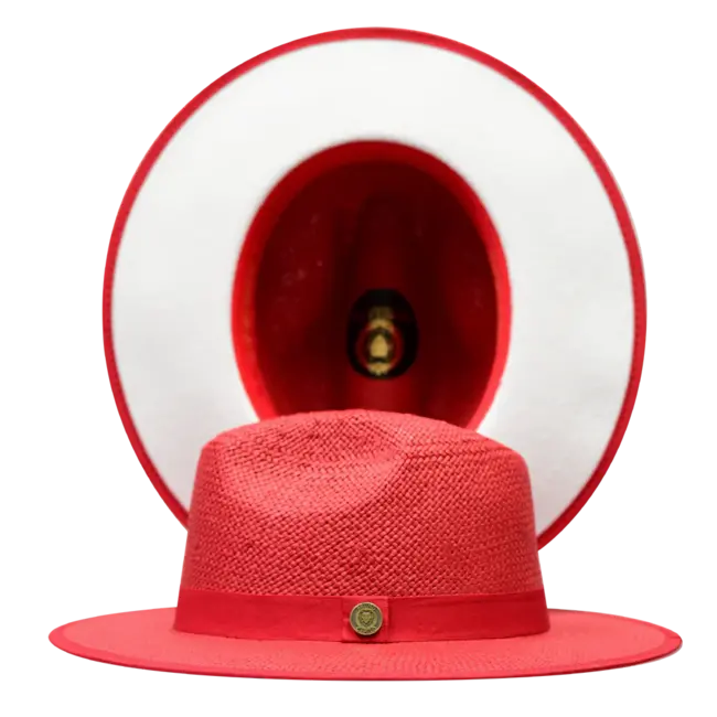 Kingdom Collection Straw Fedora Hat Flat Wide Brim