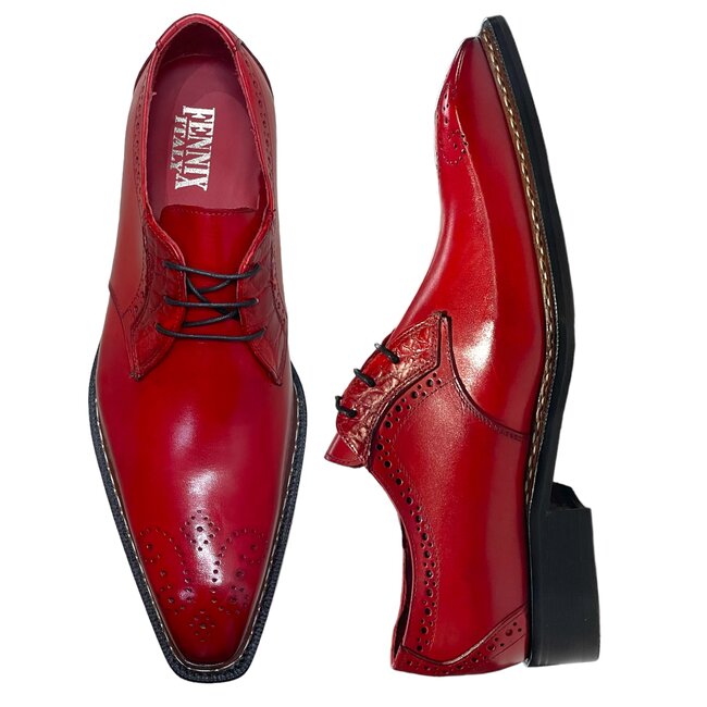 Fennix Tyler Men's Shoes Red Calf Leather/Alligator Exotic