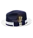 Bruno Capelo Belvedere Collection 2-Tone Straw Fedora Hat Snap Brim (Navy/White)