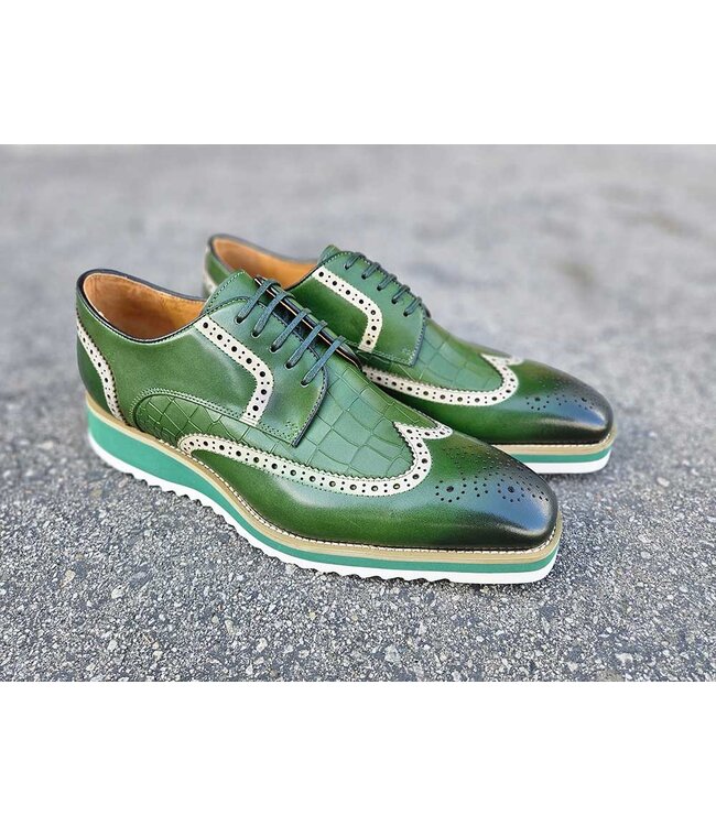 Carrucci Carrucci Lace-up Leather Derby Shoes Wing-Tip