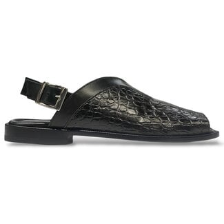 Fennix Fennix FX127 Genuine Alligator / Calfskin Sandals Black