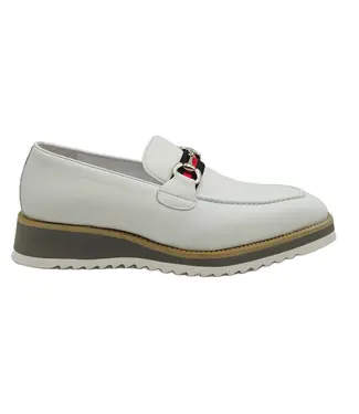 Carrucci Carrucci Loafer Black Leather Men's Slip On Silver Buckle