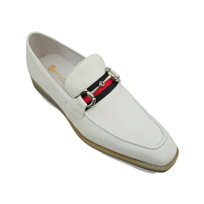 Carrucci Loafer Black Leather Men's Slip On Silver Buckle