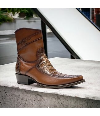 Los Altos Los Altos Narrow Square Toe Men's Faded Brown Caiman Belly Low Shaft  Boot