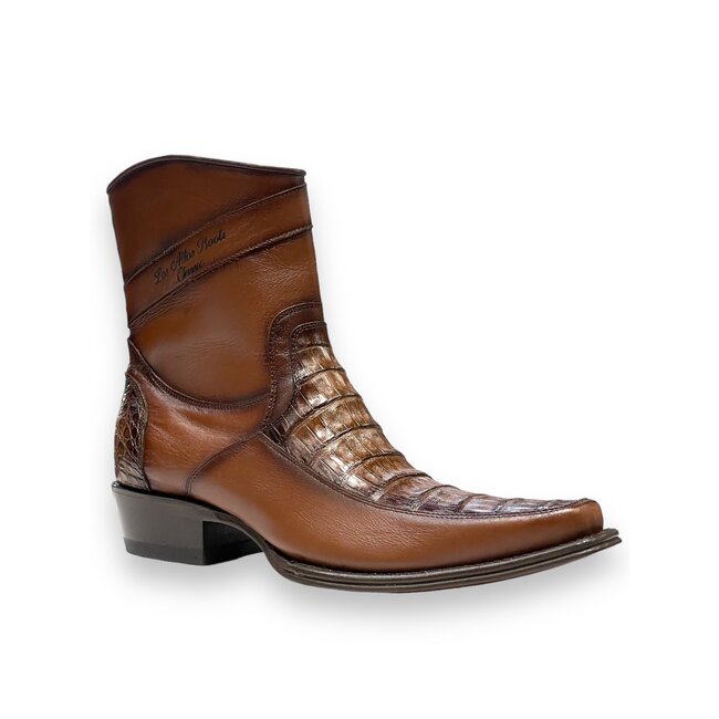 Los Altos Narrow Square Toe Men's Faded Brown Caiman Belly Low Shaft  Boot