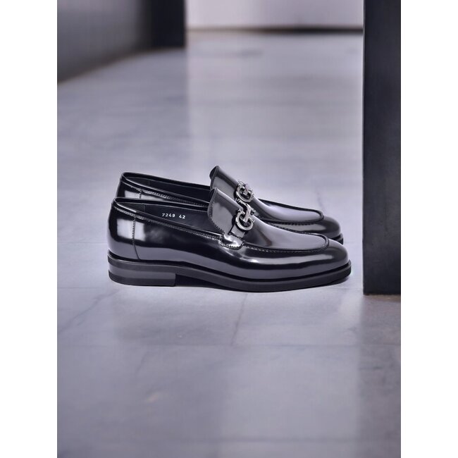 C0001204- 7249 loafer with silver buckle - Black "ACMA"